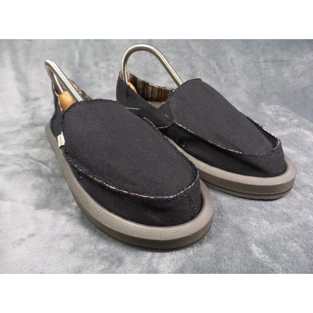 Sanuk Donna St Hemp Shoes Womens Size 10 Black Lightweight Comfort Slip On
